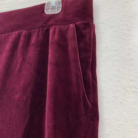 Lauren Ralph Lauren Pant Women L Maroon Red Velvet Pocket Straight Preppy Comfy - Picture 9 of 11